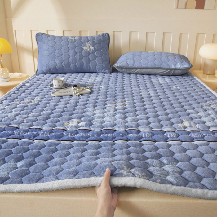 91家纺网 家纺一手货源 找家纺 （总）情煊家纺 2025新款A类牛奶绒印花夹棉床垫