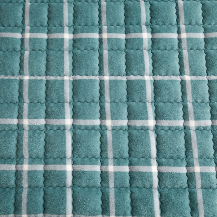 91家纺网 家纺一手货源 找家纺 澳梵家居 2025新款无印风牛奶绒夹棉床笠 青蓝格纹