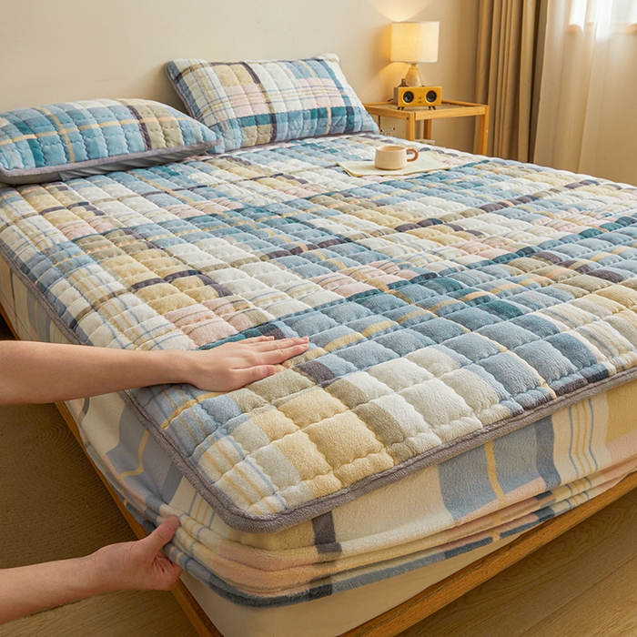 澳梵家居 2025新款无印风牛奶绒夹棉床笠 雅致格调