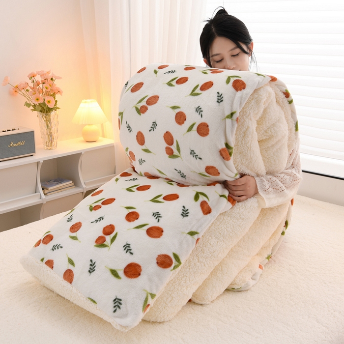 91家纺网 家纺一手货源 找家纺 （总）圣楚家纺 2025秋冬新款亲肤舒适暖心羊羔绒牛奶绒AB面冬被被子被芯