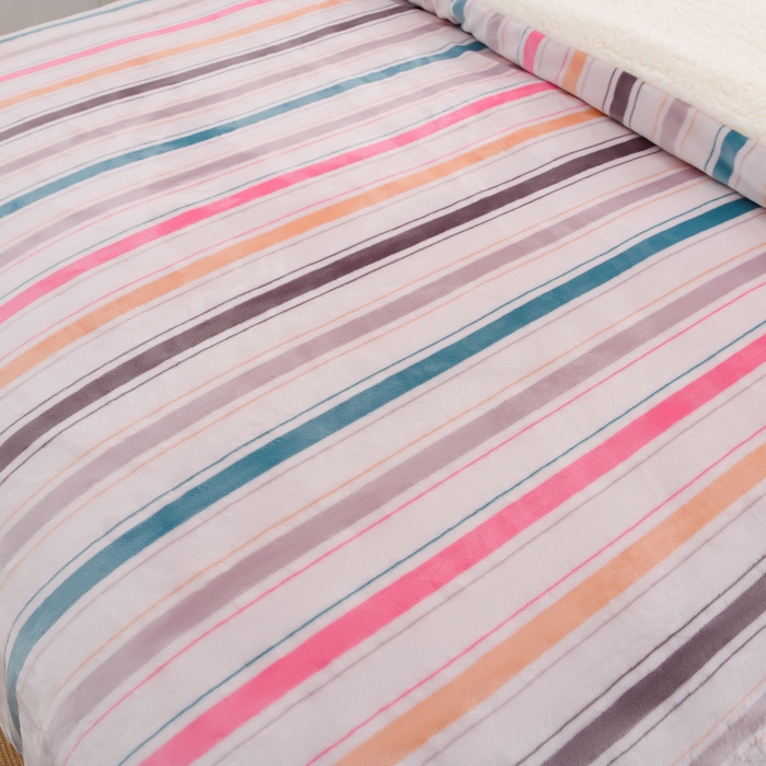 91家纺网 家纺一手货源 找家纺 圣楚家纺 2025秋冬新款亲肤舒适暖心羊羔绒牛奶绒AB面冬被被子被芯 彩虹