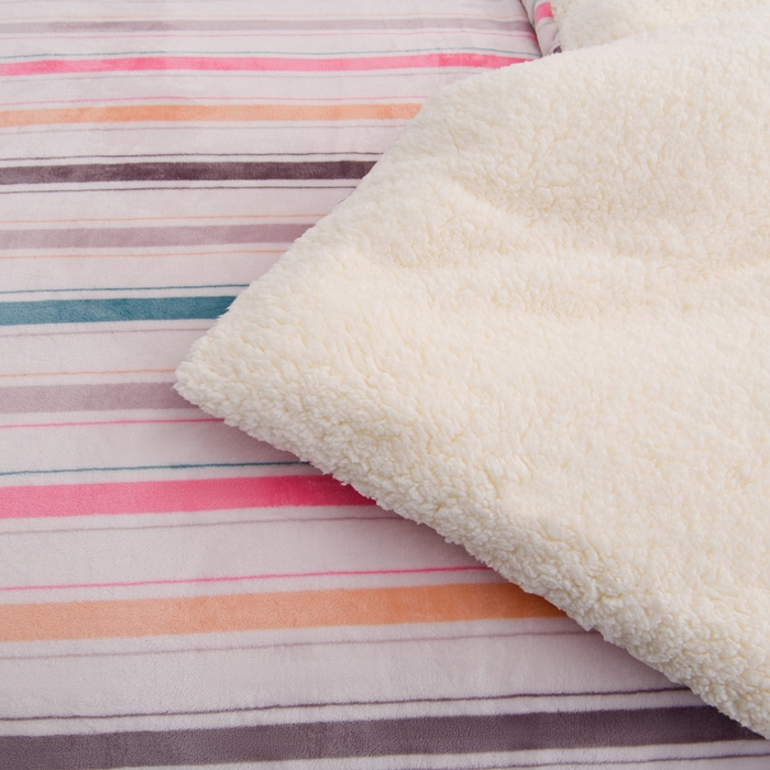 91家纺网 家纺一手货源 找家纺 圣楚家纺 2025秋冬新款亲肤舒适暖心羊羔绒牛奶绒AB面冬被被子被芯 彩虹