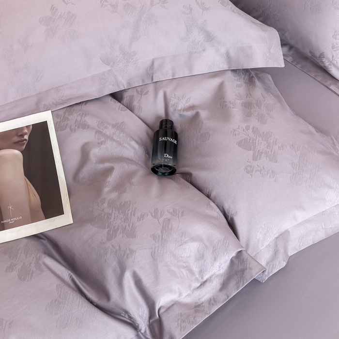 91家纺网 家纺一手货源 找家纺 魅都 全棉厚织长绒棉立体浮雕提花四件套全棉四件套花香轻舞 花香轻舞紫