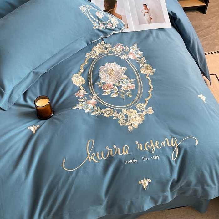 91家纺网 家纺一手货源 找家纺 （总）博纳家纺 2025新款纯棉磨毛绣花四件套--花丽影系列