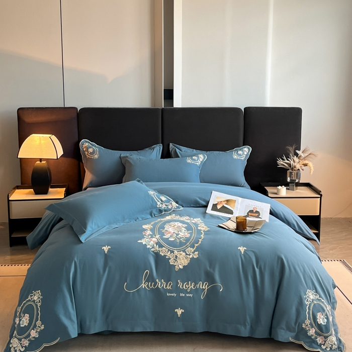 （总）博纳家纺 2025新款纯棉磨毛绣花四件套--花丽影系列