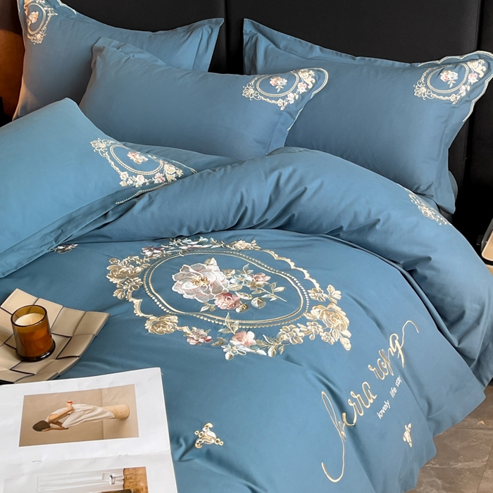 91家纺网 家纺一手货源 找家纺 （总）博纳家纺 2025新款纯棉磨毛绣花四件套--花丽影系列