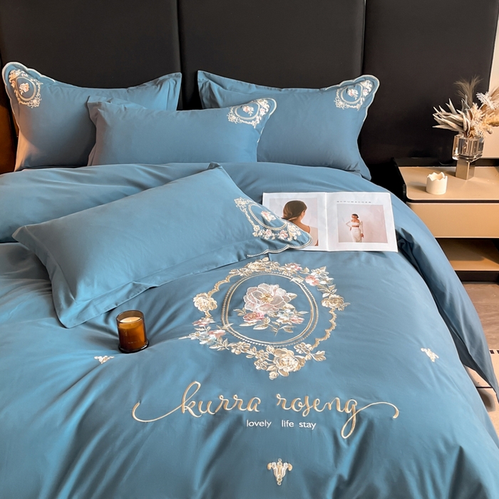 91家纺网 家纺一手货源 找家纺 （总）博纳家纺 2025新款纯棉磨毛绣花四件套--花丽影系列