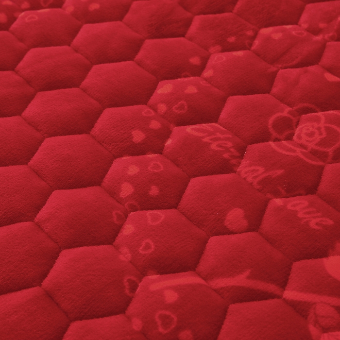 91家纺网 家纺一手货源 找家纺 情煊家纺 2025新款A类牛奶绒印花夹棉床垫 红玫瑰