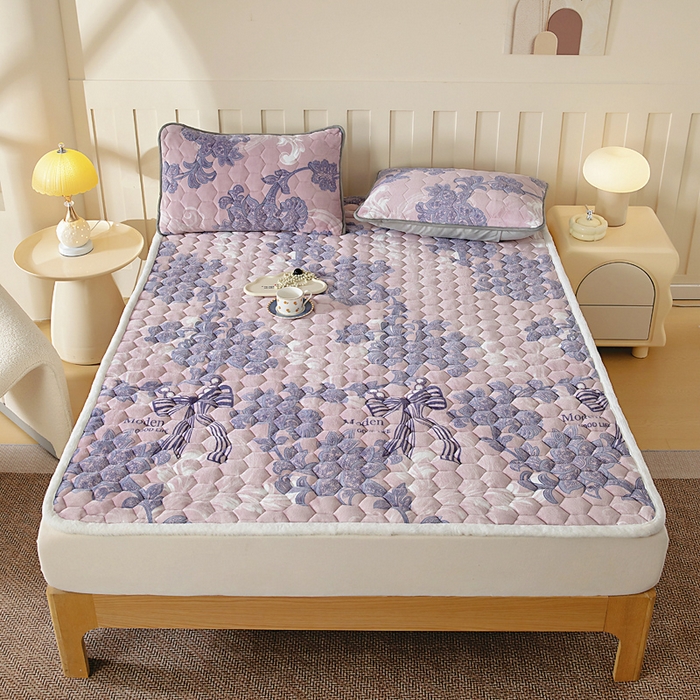 91家纺网 家纺一手货源 找家纺 情煊家纺 2025新款A类牛奶绒印花夹棉床垫 秘境