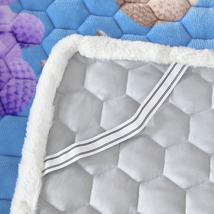 91家纺网 家纺一手货源 找家纺 情煊家纺 2025新款A类牛奶绒印花夹棉床垫 童趣