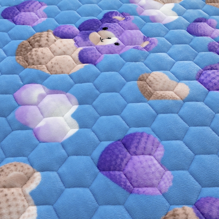 91家纺网 家纺一手货源 找家纺 情煊家纺 2025新款A类牛奶绒印花夹棉床垫 童趣