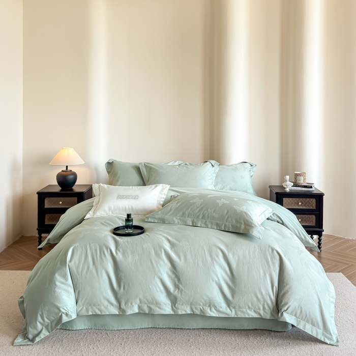 91家纺网 家纺一手货源 找家纺 （总）魅都 2025秋冬全棉厚织长绒棉磨毛立体浮雕提花四件套全棉四件套夏日蝶梦