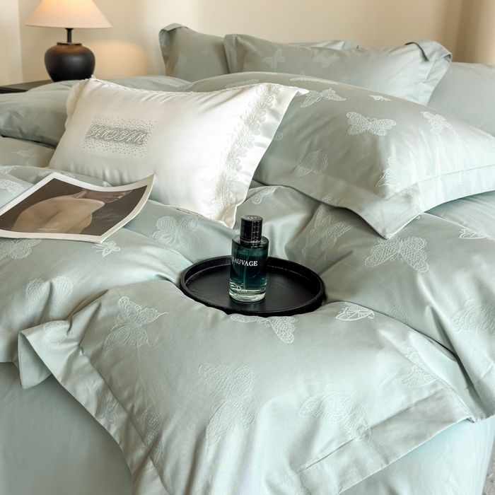 （总）魅都 2025秋冬全棉厚织长绒棉磨毛立体浮雕提花四件套全棉四件套夏日蝶梦