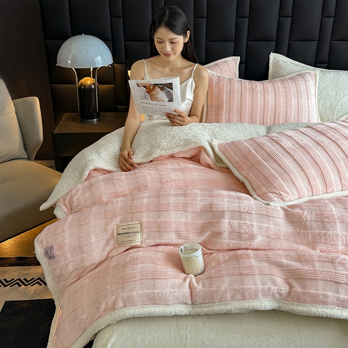 91家纺网 家纺一手货源 找家纺 青竹苑 2025新款A类玉兔绒北极绒纯色单被套被套单件 玉兔玉【双面加绒】