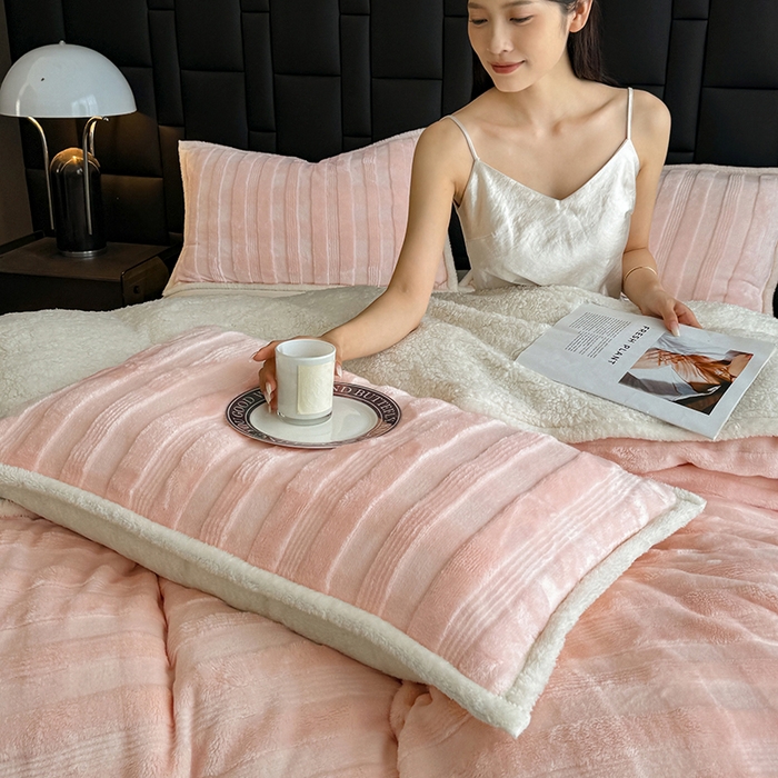 91家纺网 家纺一手货源 找家纺 青竹苑 2025新款A类玉兔绒北极绒纯色单被套被套单件 玉兔玉【双面加绒】