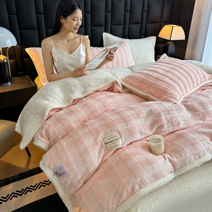 91家纺网 家纺一手货源 找家纺 青竹苑 2025新款A类玉兔绒北极绒纯色单被套被套单件 玉兔玉【双面加绒】