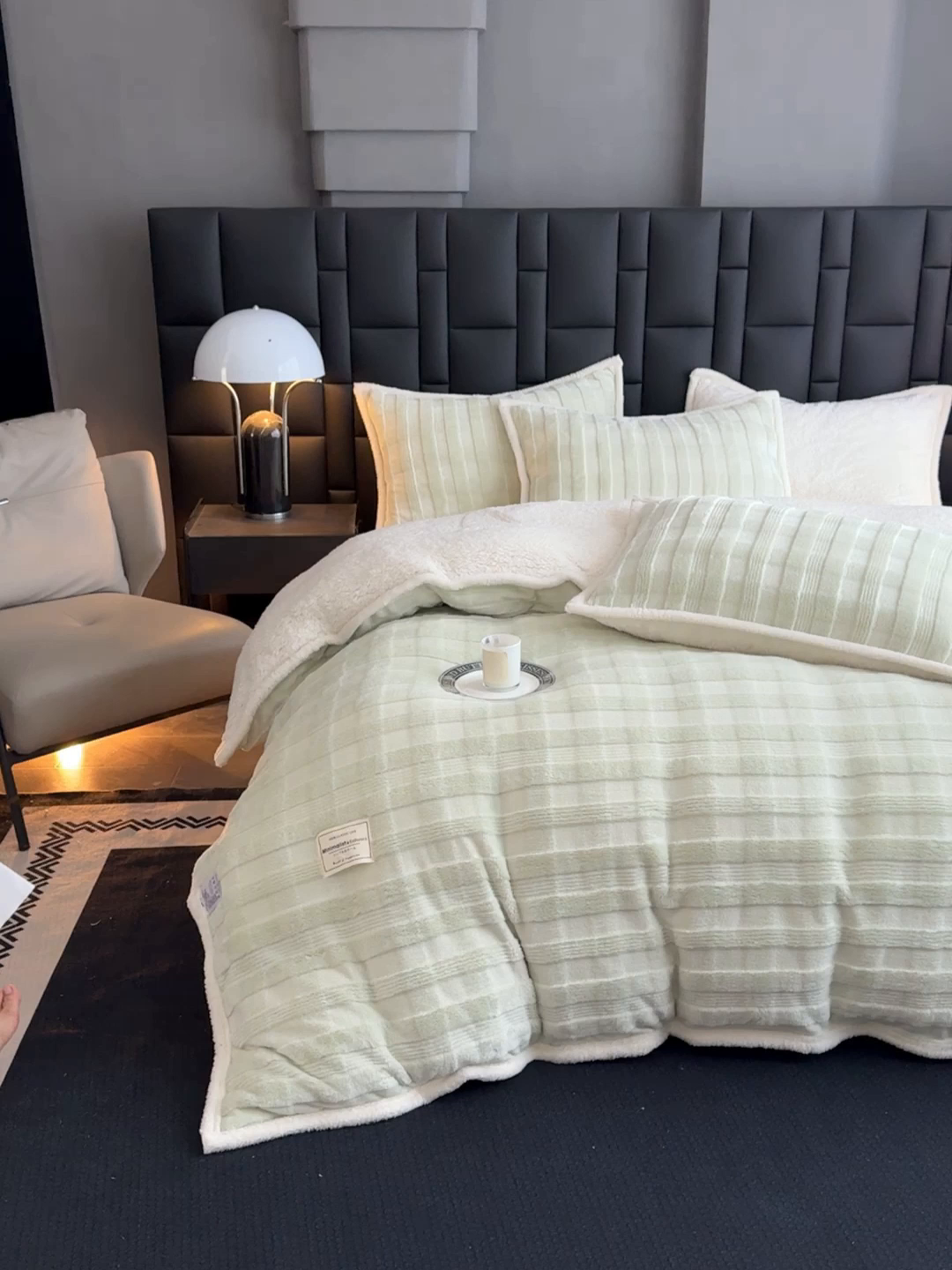 91家纺网 家纺一手货源 找家纺 青竹苑 2025新款A类玉兔绒北极绒纯色单被套被套单件 玉兔绿【双面加绒】