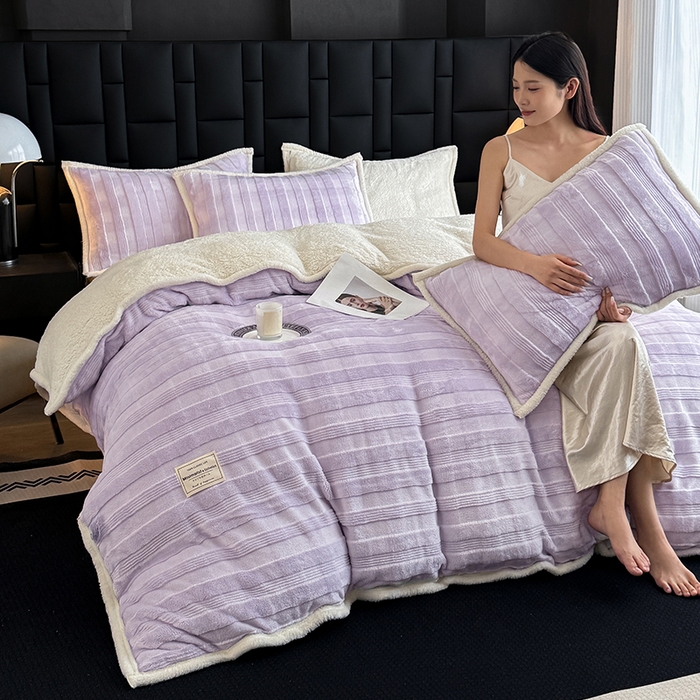 91家纺网 家纺一手货源 找家纺 （总）青竹苑 2025新款A类玉兔绒北极绒纯色四件套