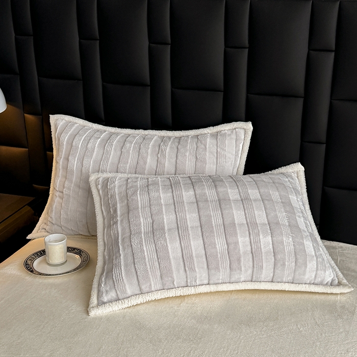 91家纺网 家纺一手货源 找家纺 青竹苑 2025新款A类玉兔绒北极绒纯色四件套 玉兔灰【双面加绒】