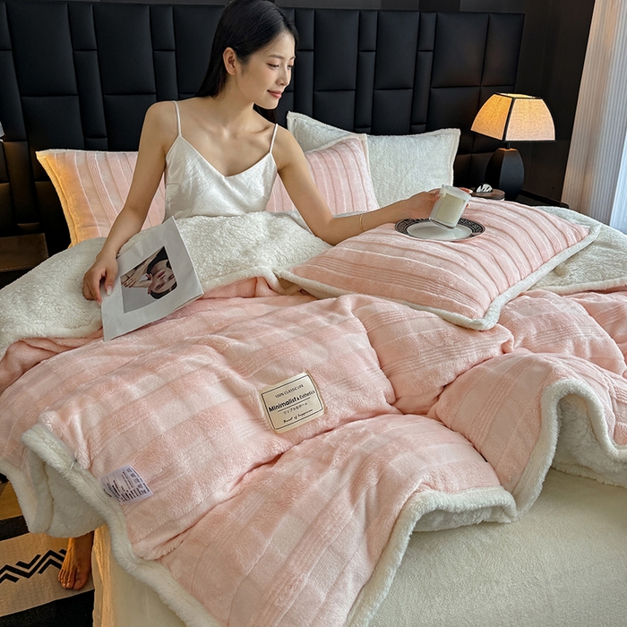 91家纺网 家纺一手货源 找家纺 青竹苑 2025新款A类玉兔绒北极绒纯色四件套 玉兔玉【双面加绒】