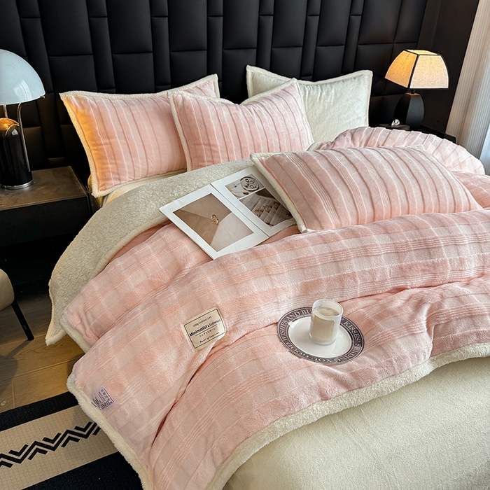 91家纺网 家纺一手货源 找家纺 青竹苑 2025新款A类玉兔绒北极绒纯色四件套 玉兔玉【双面加绒】