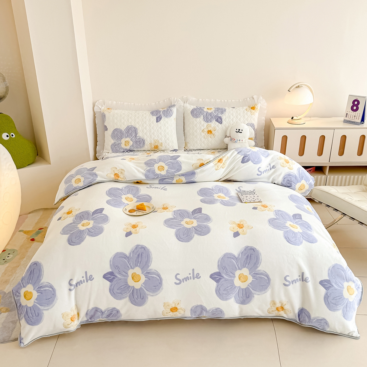 91家纺网 家纺一手货源 找家纺 （总）冬然家纺 2025新款高克重牛奶绒蕾丝花边床盖系列