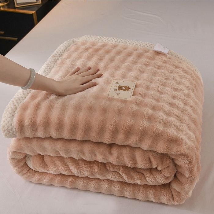 91家纺网 家纺一手货源 找家纺 青竹苑 2025新款兔毛绒多功能盖毯毛毯 简梦-玉粉1