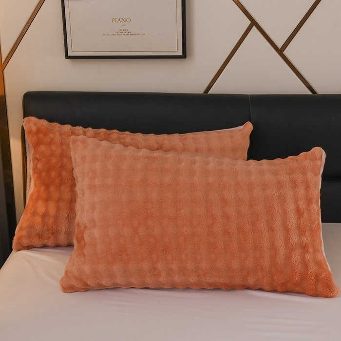 91家纺网 家纺一手货源 找家纺 青竹苑 2025新款兔毛绒多功能盖毯毛毯 简梦-赤橙