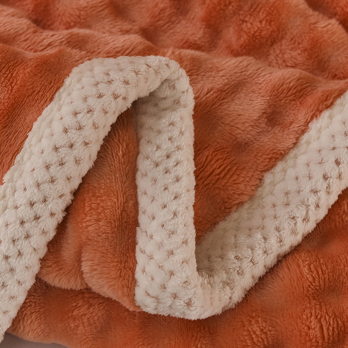 91家纺网 家纺一手货源 找家纺 青竹苑 2025新款兔毛绒多功能盖毯毛毯 简梦-赤橙