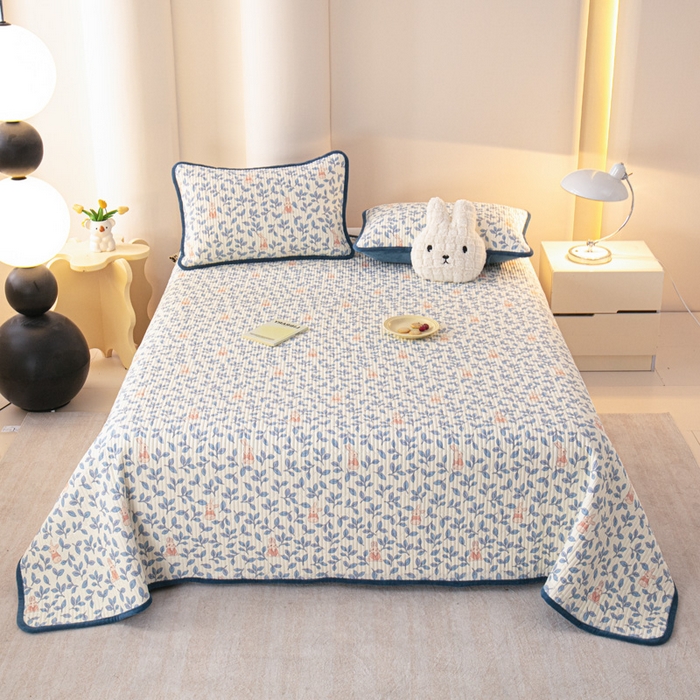 91家纺网 家纺一手货源 找家纺 恒尚居 2025新款全棉牛奶绒床盖四季可用纯棉夹棉床单床褥垫三件套-秋冬款系列一 菲菲兔【A纯棉-B牛奶绒】