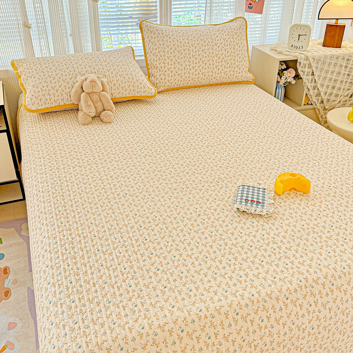 91家纺网 家纺一手货源 找家纺 恒尚居 2025新款全棉牛奶绒床盖四季可用纯棉夹棉床单床褥垫三件套-秋冬款系列一 悦色【A纯棉-B牛奶绒】