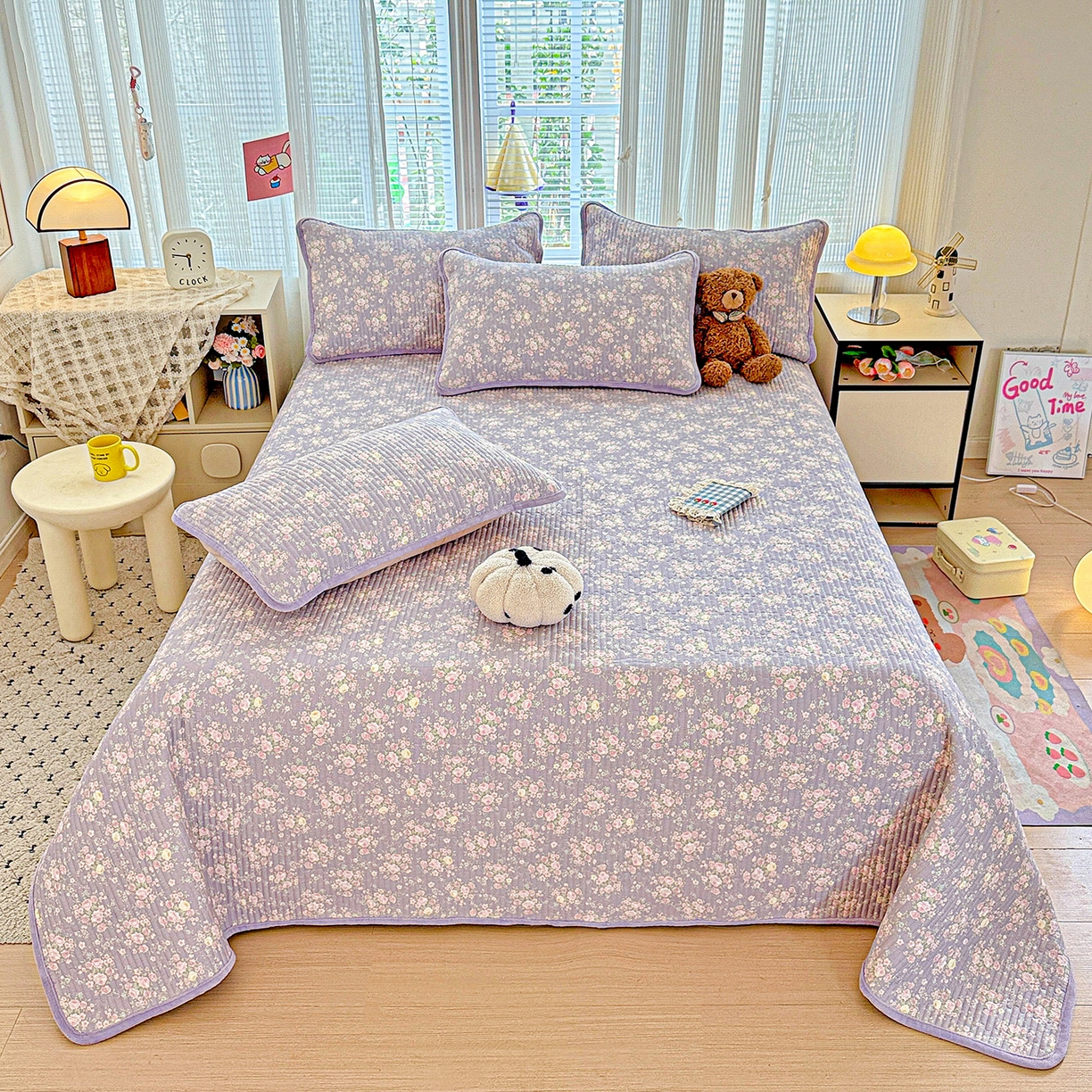 91家纺网 家纺一手货源 找家纺 （总）恒尚居 2025新款全棉牛奶绒床盖四季可用纯棉夹棉床单床褥垫三件套-秋冬款系列一