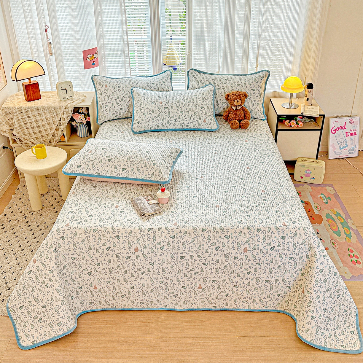 91家纺网 家纺一手货源 找家纺 （总）恒尚居 2025新款全棉牛奶绒床盖四季可用纯棉夹棉床单床褥垫三件套-秋冬款系列一