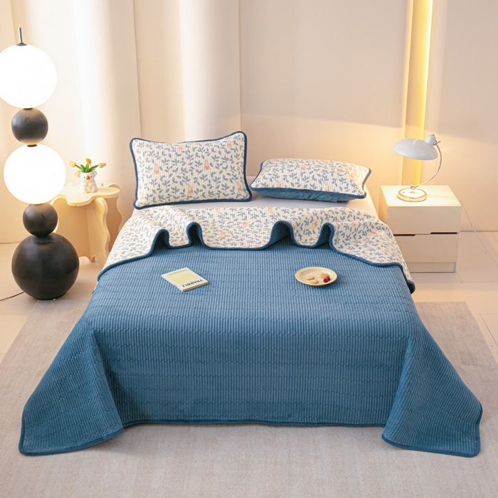 91家纺网 家纺一手货源 找家纺 恒尚居 2025新款全棉牛奶绒床盖四季可用纯棉夹棉床单床褥垫三件套-秋冬款系列一 菲菲兔【A纯棉-B牛奶绒】