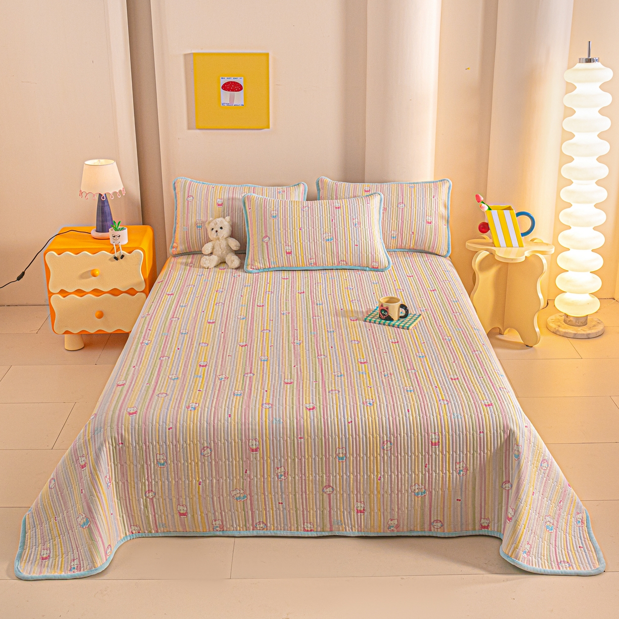 91家纺网 家纺一手货源 找家纺 （总）恒尚居 2025新款全棉牛奶绒床盖四季可用纯棉夹棉床单床褥垫三件套-秋冬款系列一