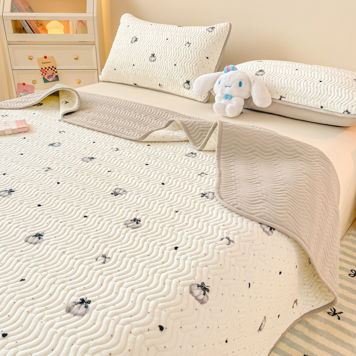 酱子 2025新款牛奶绒印花床盖四季通用 床盖-简韵南瓜