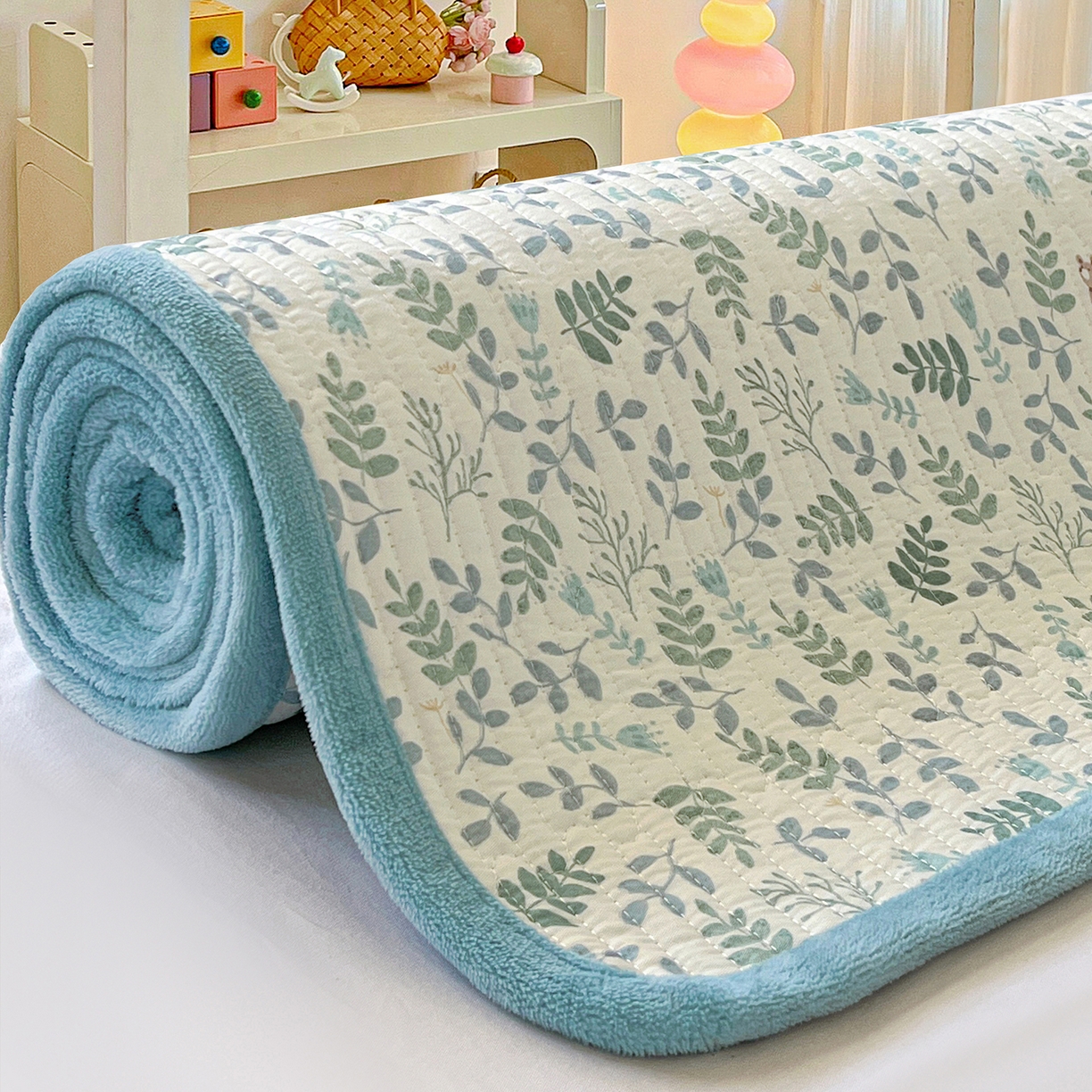 91家纺网 家纺一手货源 找家纺 恒尚居 2025新款全棉牛奶绒床盖四季可用纯棉夹棉床单床褥垫三件套-秋冬款系列一 绿野仙踪【A纯棉-B牛奶绒】