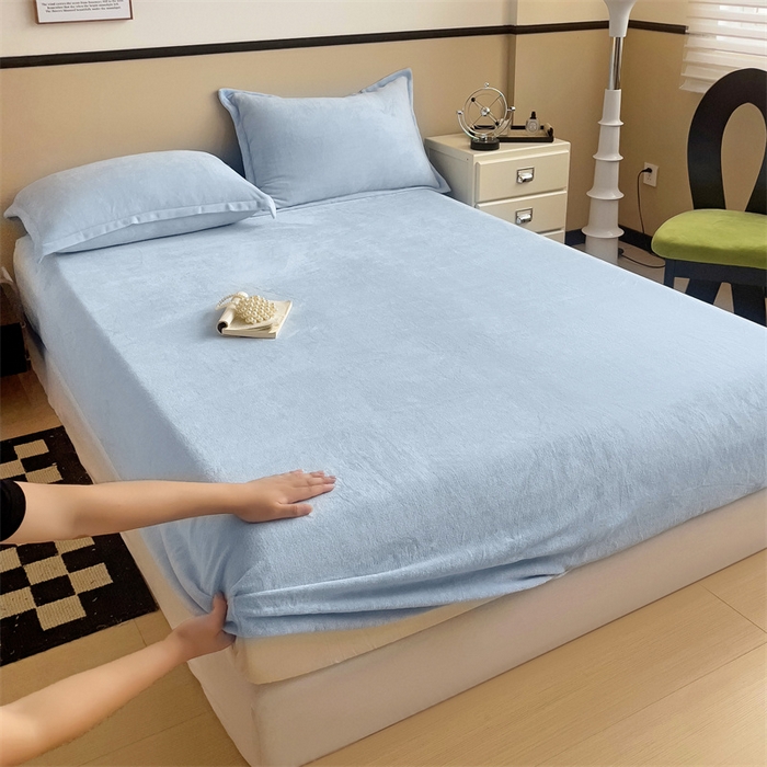 91家纺网 家纺一手货源 找家纺 （总）名兮家居 2025新款高克重加厚纯色牛奶绒床笠床单