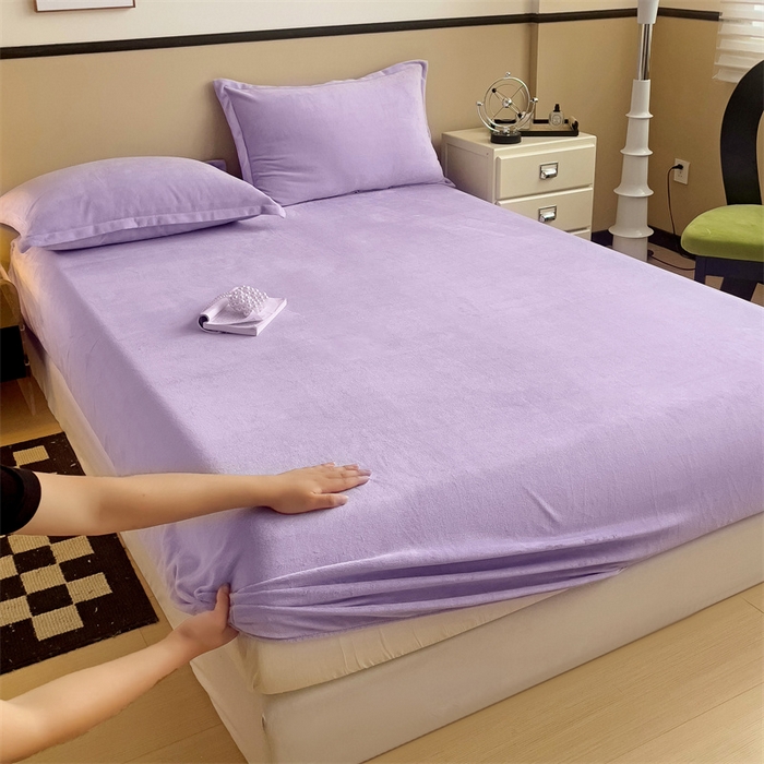 91家纺网 家纺一手货源 找家纺 （总）名兮家居 2025新款高克重加厚纯色牛奶绒床笠床单