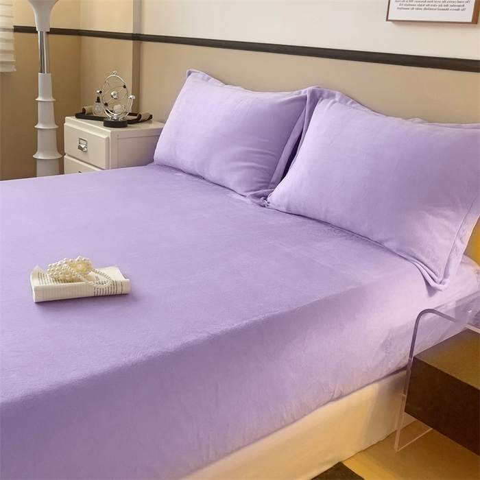 91家纺网 家纺一手货源 找家纺 名兮家居 2025新款高克重加厚纯色牛奶绒床笠床单 素色-丁香紫