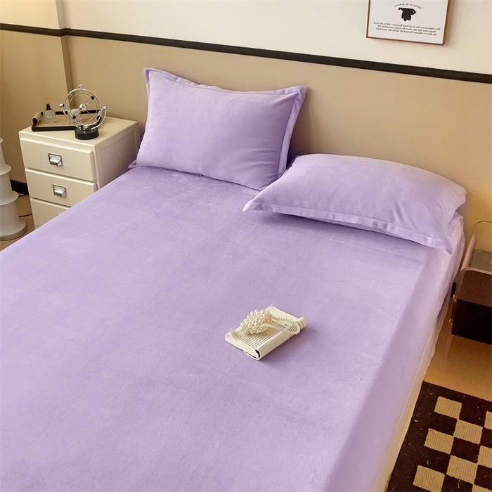 91家纺网 家纺一手货源 找家纺 名兮家居 2025新款高克重加厚纯色牛奶绒床笠床单 素色-丁香紫