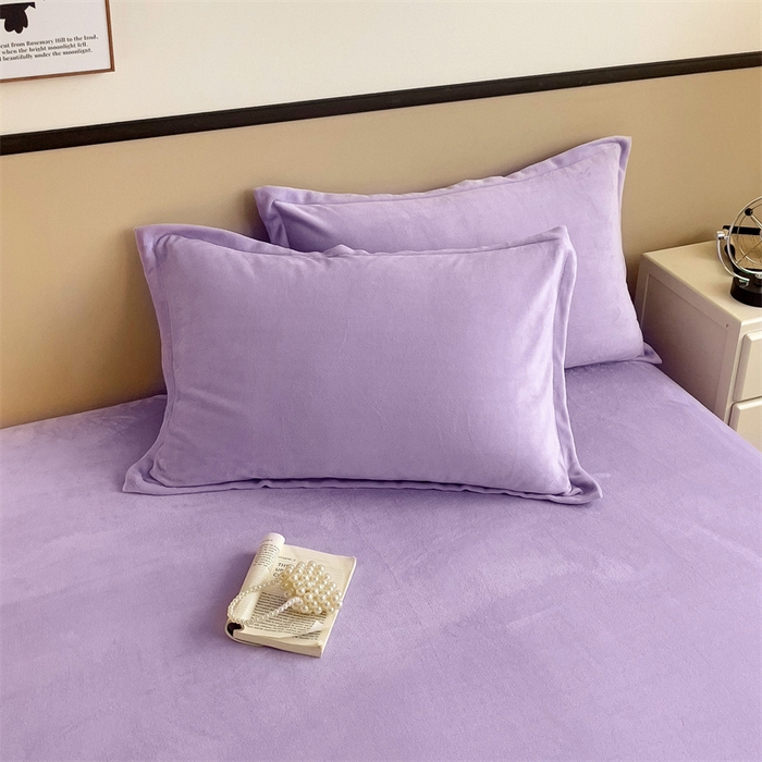 91家纺网 家纺一手货源 找家纺 名兮家居 2025新款高克重加厚纯色牛奶绒床笠床单 素色-丁香紫