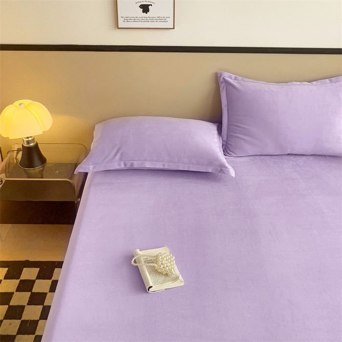 91家纺网 家纺一手货源 找家纺 名兮家居 2025新款高克重加厚纯色牛奶绒床笠床单 素色-丁香紫