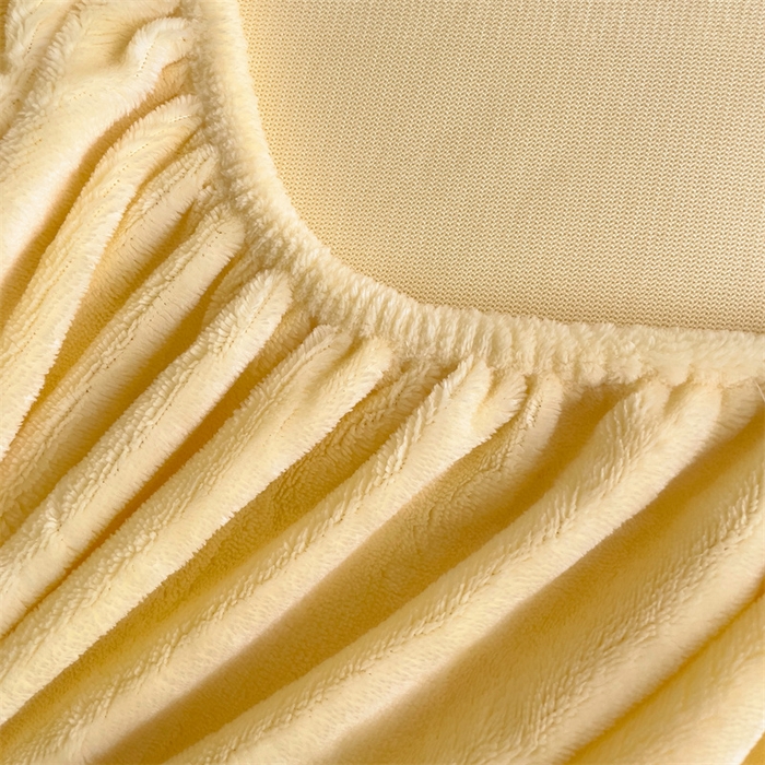 91家纺网 家纺一手货源 找家纺 名兮家居 2025新款高克重加厚纯色牛奶绒床笠床单 素色-米月黄