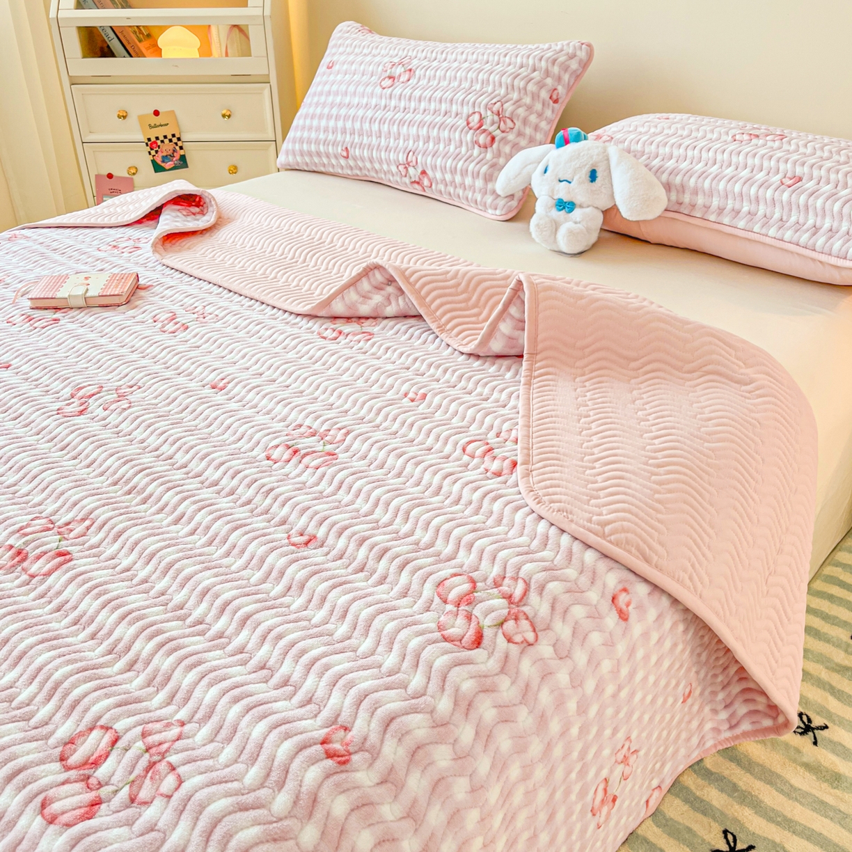 酱子 2025新款牛奶绒印花床盖四季通用 床盖-格上樱梦