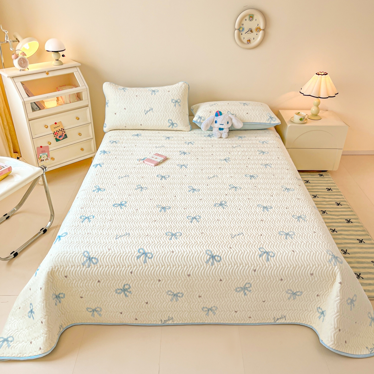 91家纺网 家纺一手货源 找家纺 酱子 2025新款牛奶绒印花床盖四季通用 床盖-蓝调逸境