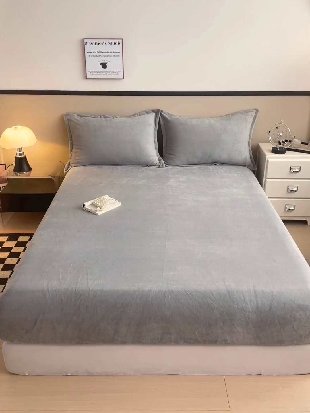 91家纺网 家纺一手货源 找家纺 名兮家居 2025新款高克重加厚纯色牛奶绒床笠床单 素色-绅士灰