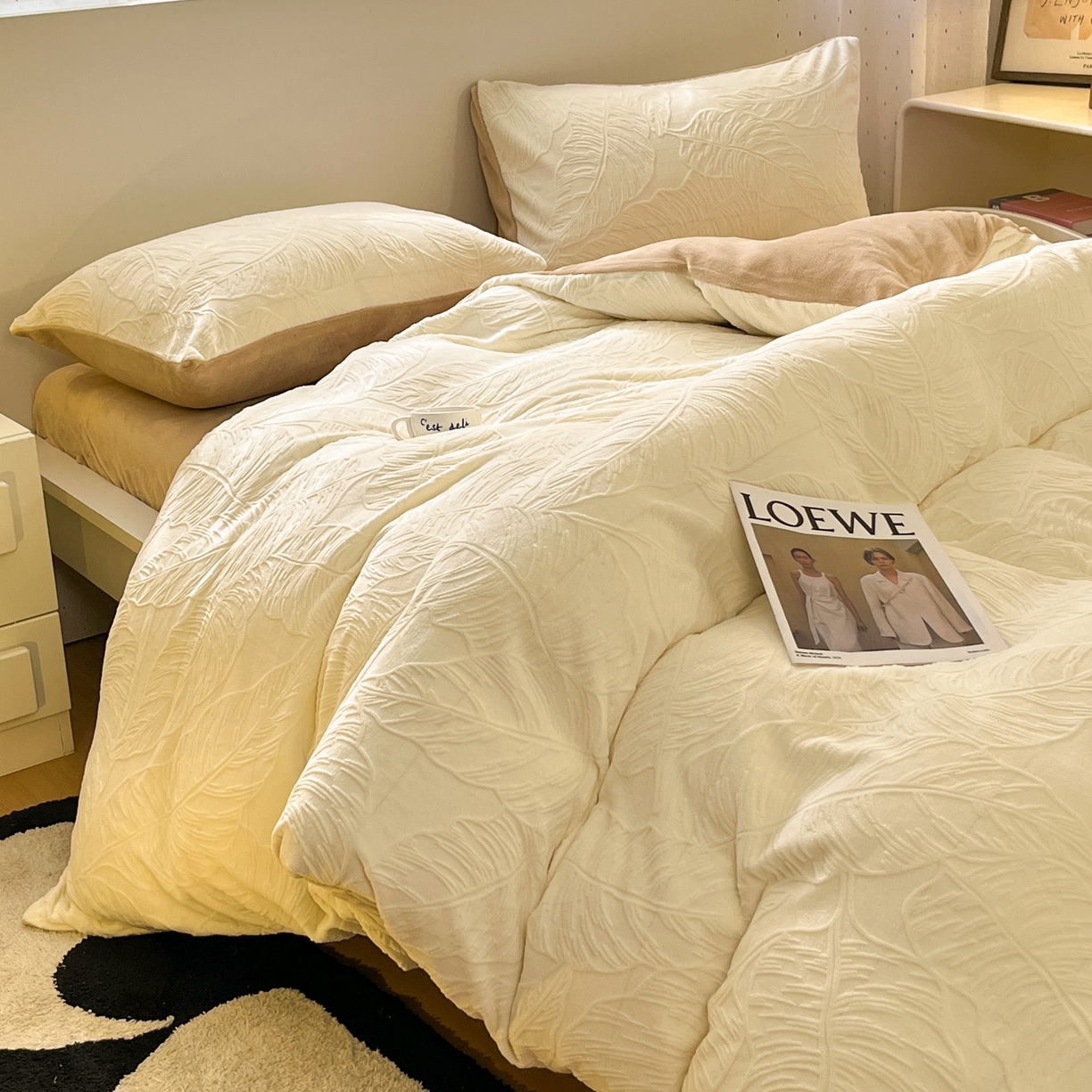 91家纺网 家纺一手货源 找家纺 （总）如一 2025新款3D雕花牛奶绒四件套第三批