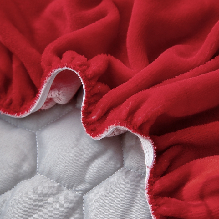 91家纺网 家纺一手货源 找家纺 情煊家纺 2025新款保暖牛奶绒夹棉床笠-花边款 红玫瑰