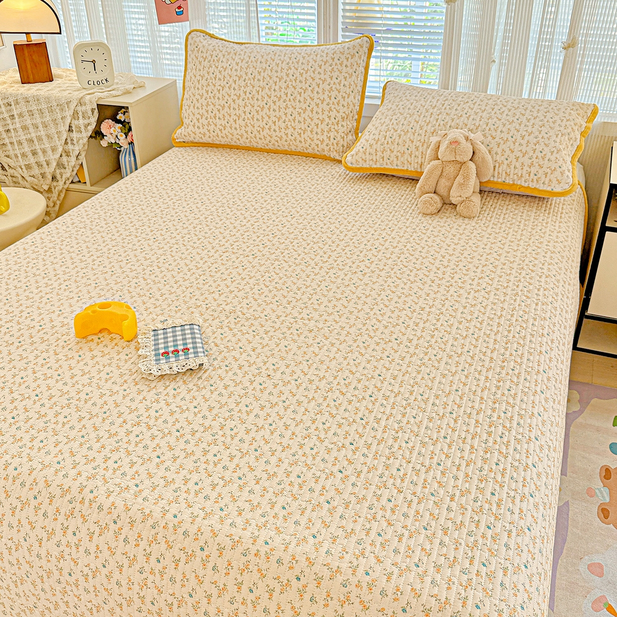 91家纺网 家纺一手货源 找家纺 恒尚居 2025新款全棉牛奶绒床盖四季可用纯棉夹棉床单床褥垫三件套-秋冬款系列一 悦色【A纯棉-B牛奶绒】